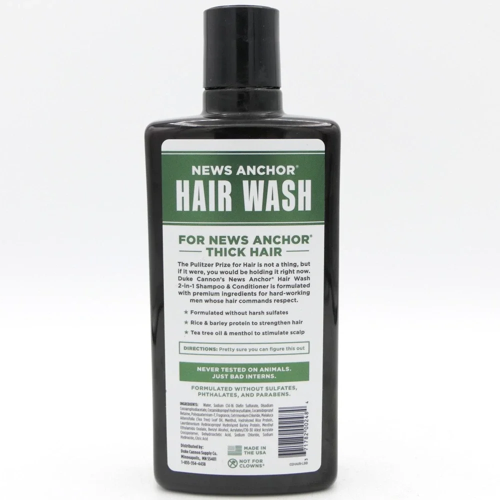 Duke Cannon News Anchor Hair Wash 2-In-1 Shampoo & Conditioner Tea Tree 14 fl oz